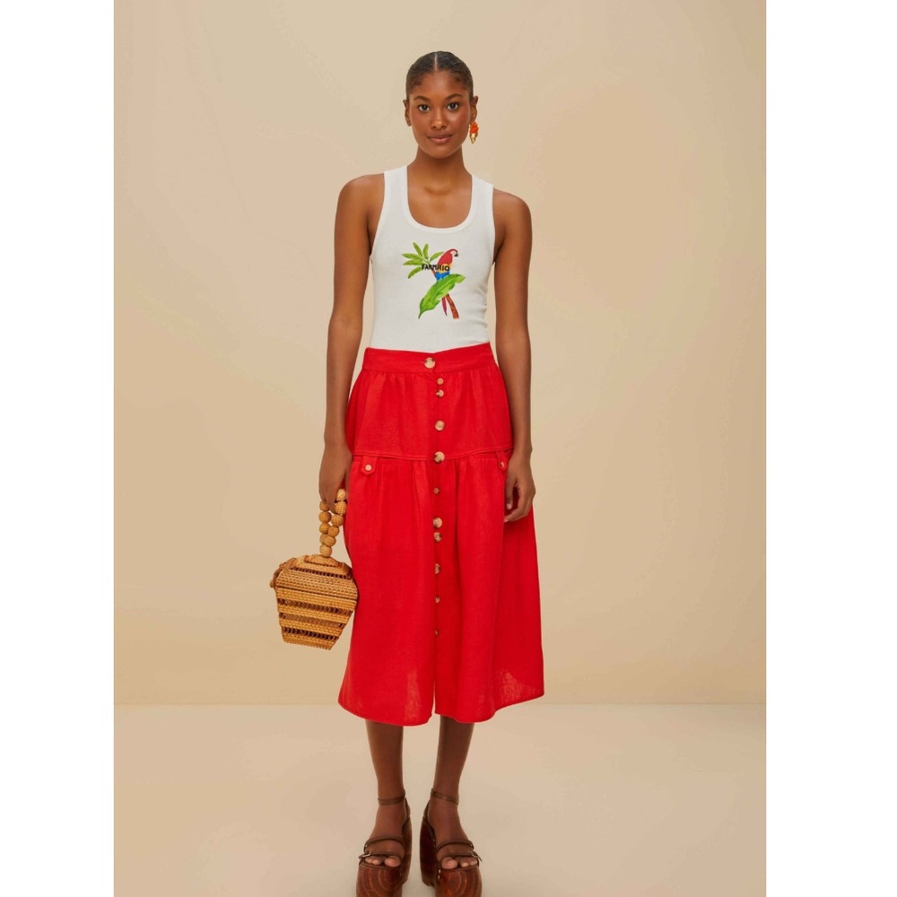 FARM Rio Embroidered Off-White Macaw Printed Tank Top Size Small NWT - Picture 3 of 16
